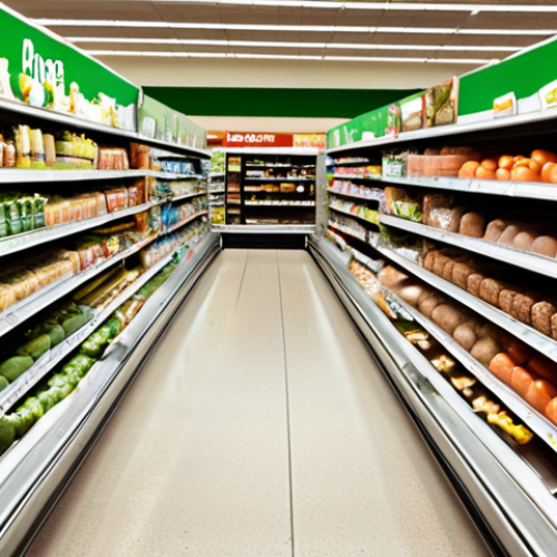 Home 17 **A supermarket aisle with healthy food options prominently displayed near the checkout, illustrating a "nudge" to encourage healthier choices.**