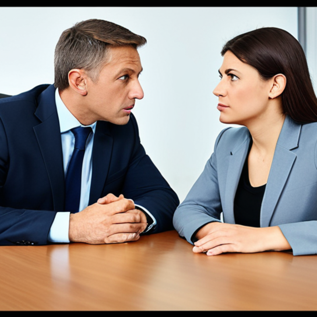 Empathetic Manager**

"A manager in a modern office setting, attentively listening to a fully clothed employee who is explaining a problem. The manager is showing empathy and understanding. Appropriate attire, professional environment, safe for work, perfect anatomy, natural proportions, high quality, modest clothing, family-friendly."

**