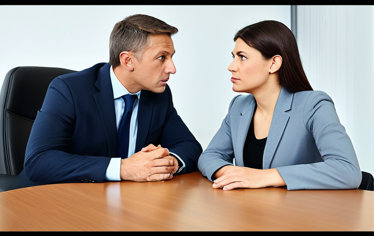 Empathetic Manager**
"A manager in a modern office setting, attentively listening to a fully clothed employee who is explaining a problem. The manager is showing empathy and understanding. Appropriate attire, professional environment, safe for work, perfect anatomy, natural proportions, high quality, modest clothing, family-friendly."
**