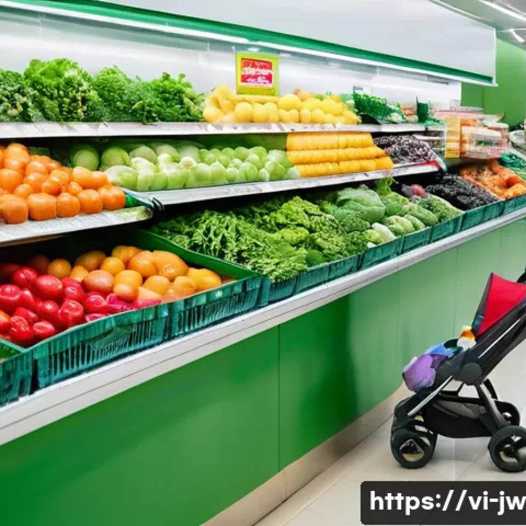 넛지 기법의 심리학적 원리 설명하기 - **Prompt:** A vibrant, well-lit indoor scene of a modern Vietnamese supermarket entrance, where a be...