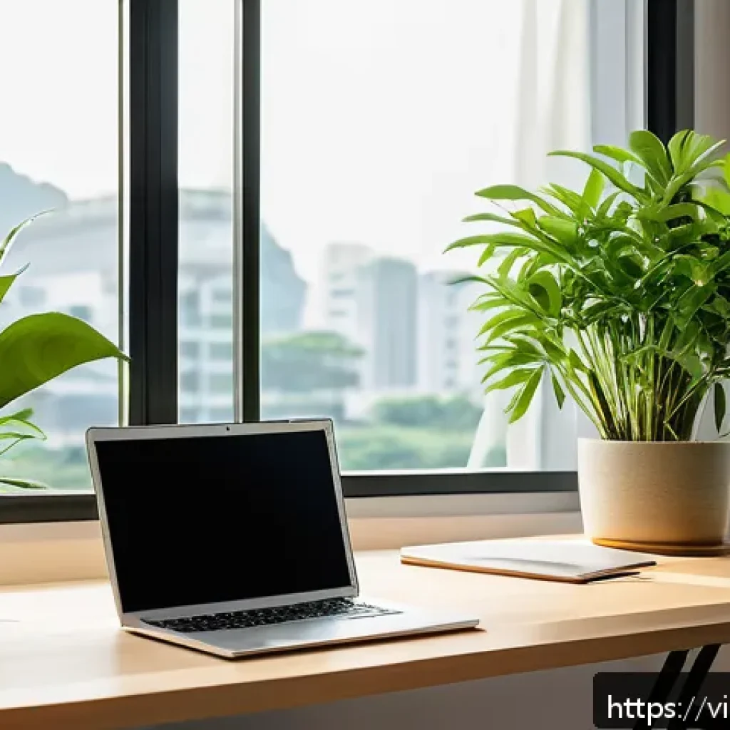 넛지 활용을 위한 실무 가이드 - A modern Vietnamese office workspace bathed in natural sunlight through large windows, featuring a t...