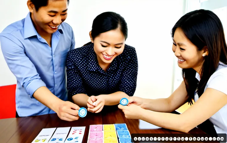 Home 17 넛지 기법으로 직원 동기 부여하기 - Photorealistic Vietnamese office scene, a supportive team leader subtly placing colorful achievement...